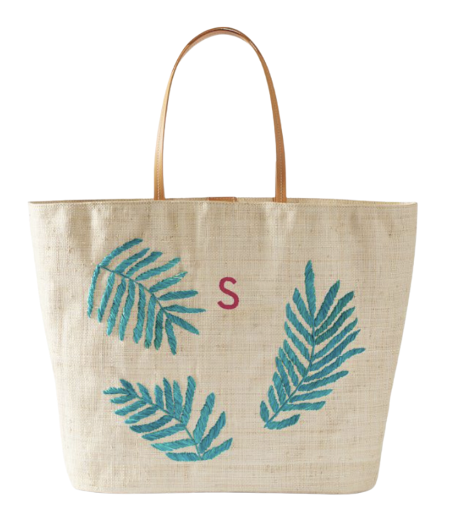 Embroidered Raffia Beach Tote